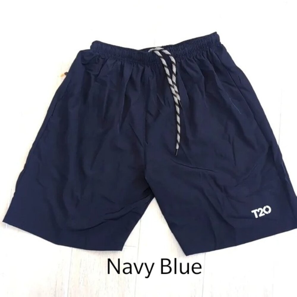 Athletic drawstring shorts with zipper pockets in NAVY BLUE color youth sizes